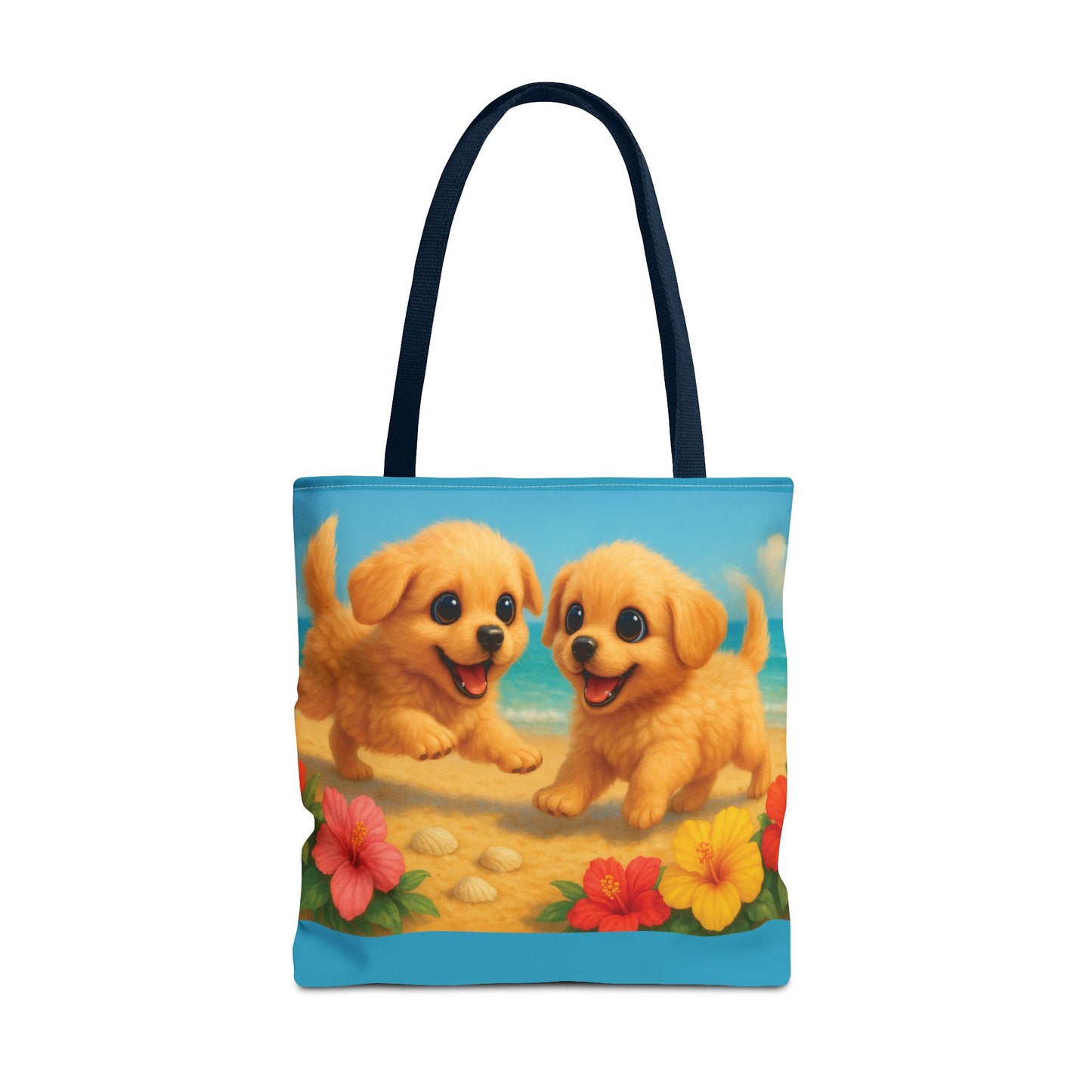 Two Puppies on Beach Tote Bag - 3 Sizes