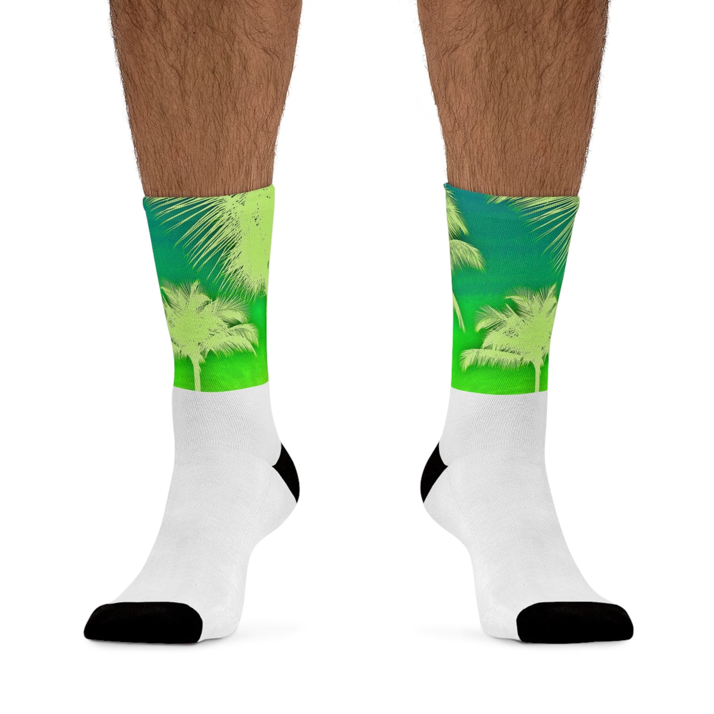 Recycled Poly Socks, Palm Glow Green/White