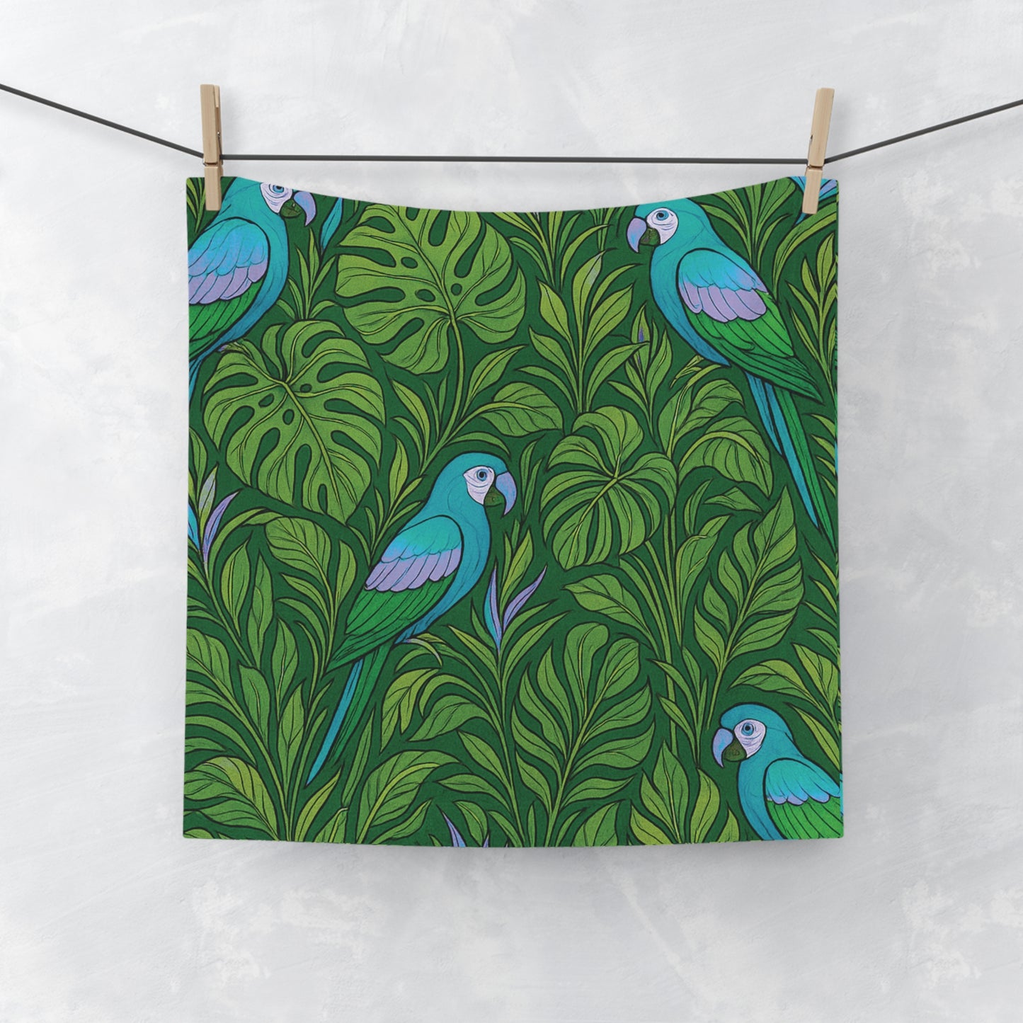 Face Towel - Parrot Family/Blue