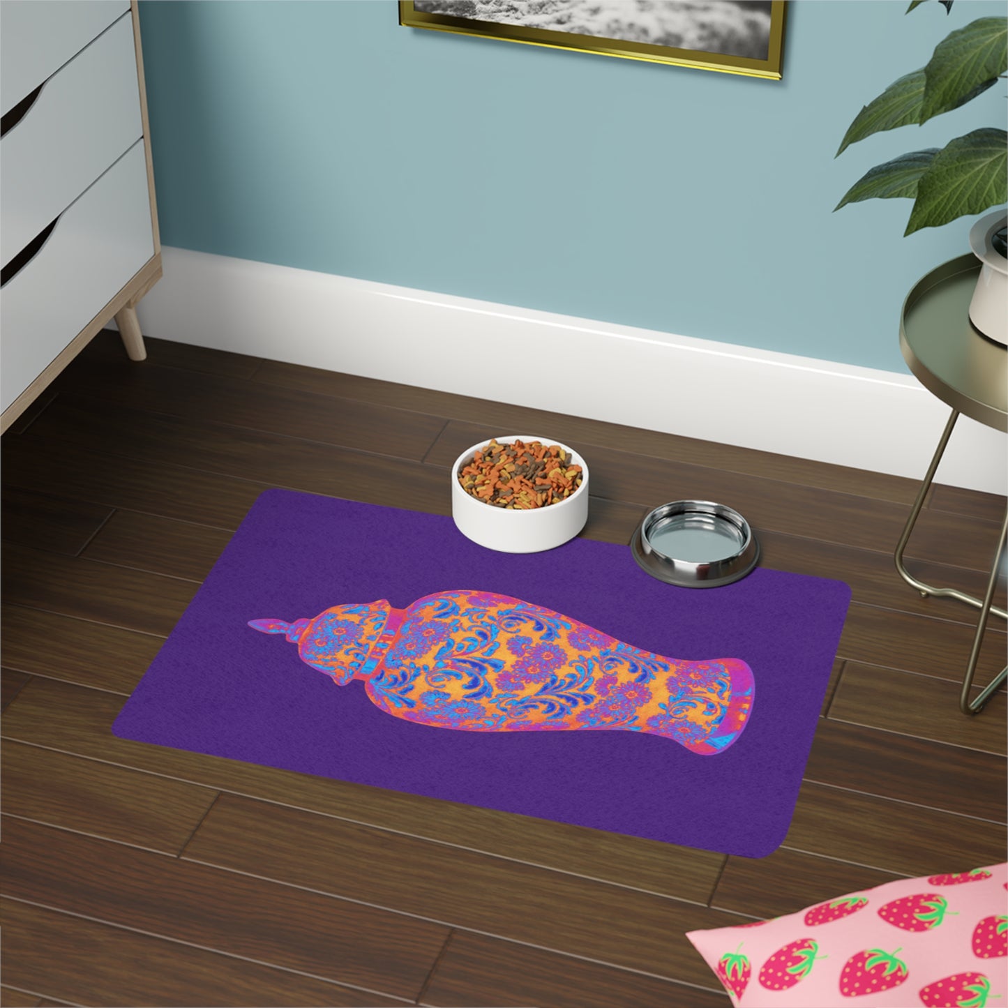 Pet Food Mat (12x18), Heatwave Ginger Jar macro purple