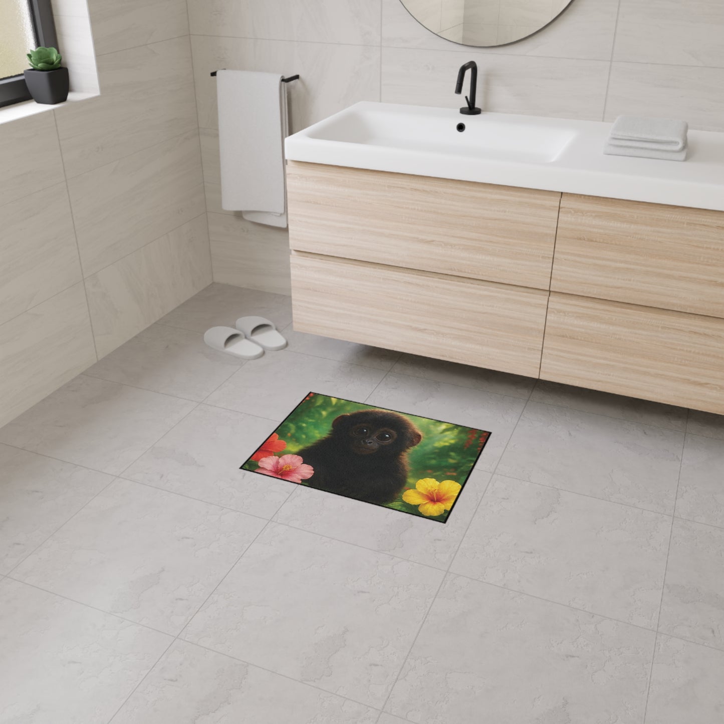 Heavy Duty Floor Mat, 5 Sizes – Tropical Area Rug for Home Décor / Baby Howler Monkey