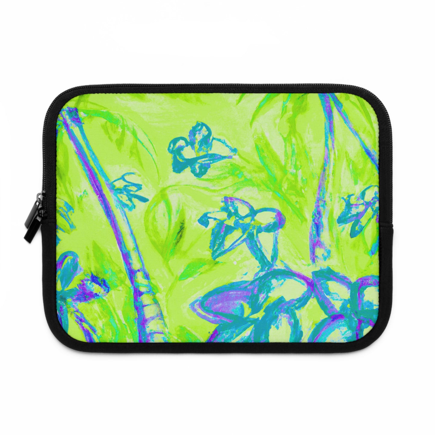 Tropical Laptop Sleeve, 5 Sizes - Perfect for Beach Lovers & Students / Tropical Doodles, Lime