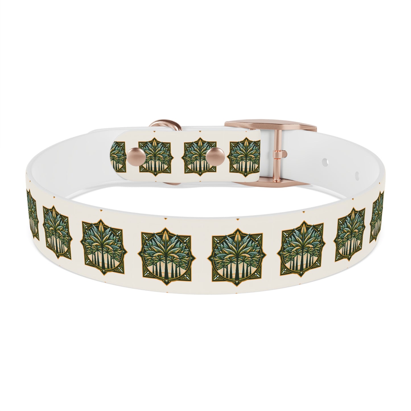 Dog Collar - Deco Palm Trees, Green/Brown