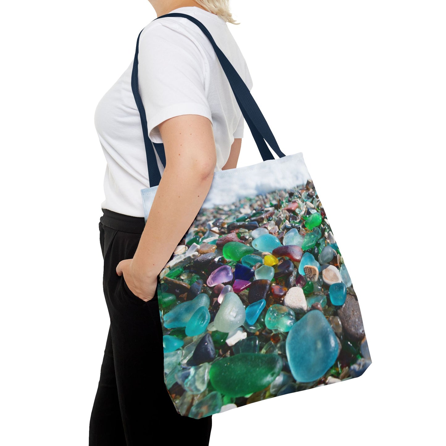 Beach Glass Tote Bag - Colorful Coastal Design, 3 Sizes