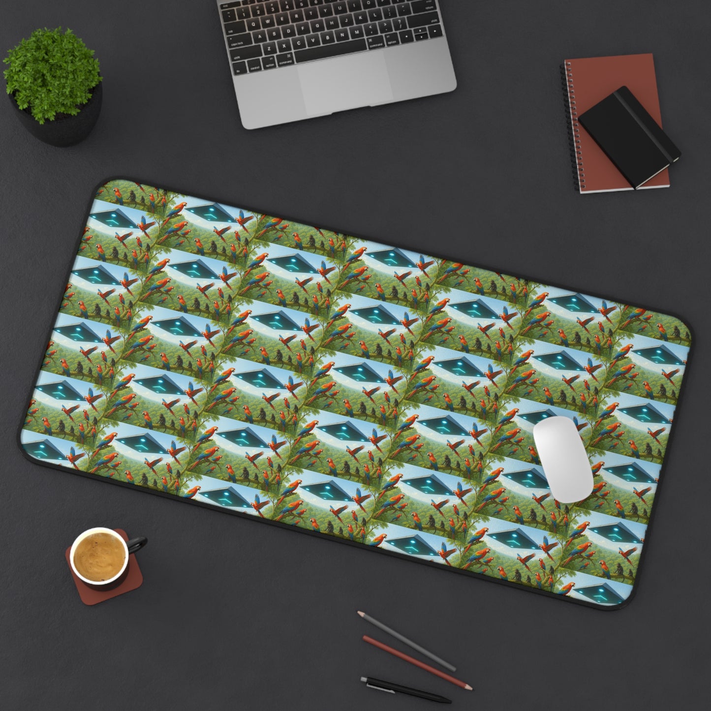 Tropical Mouse Pad/Desk Mat, 3 Sizes - Perfect for Home Office / Macaws and UFO