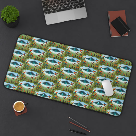Tropical Mouse Pad/Desk Mat, 3 Sizes - Perfect for Home Office / Macaws and UFO