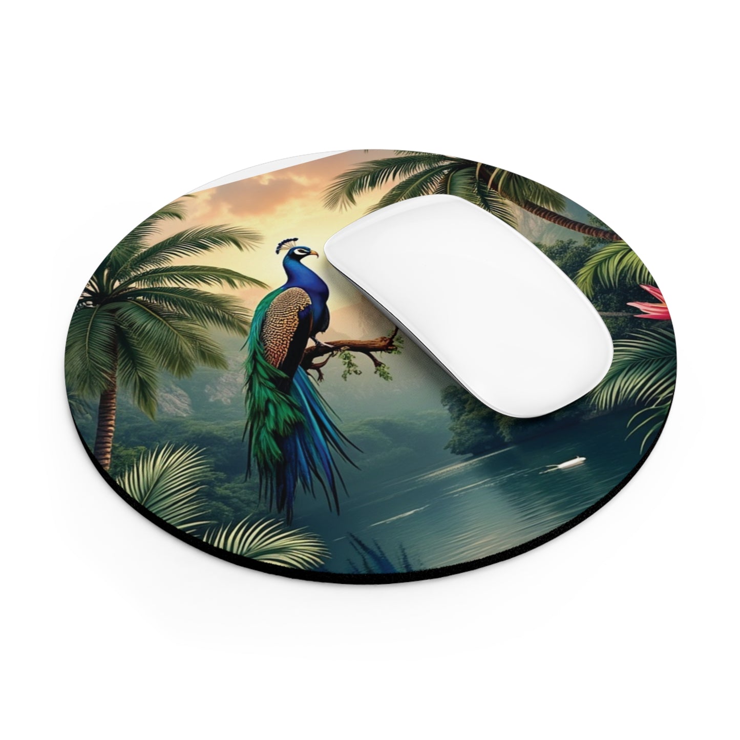 Tropical Mouse Pad, 2 Shapes - Peacock Vibes for Home Office & Gamer / Guardian of the Rainforest