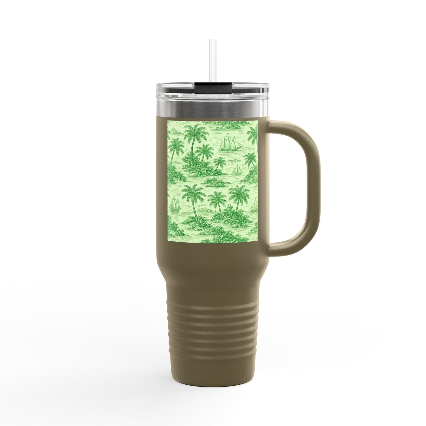 Insulated Travel Mug, 40oz / Faraway Toile/Green - Perfect for Outdoor Adventures