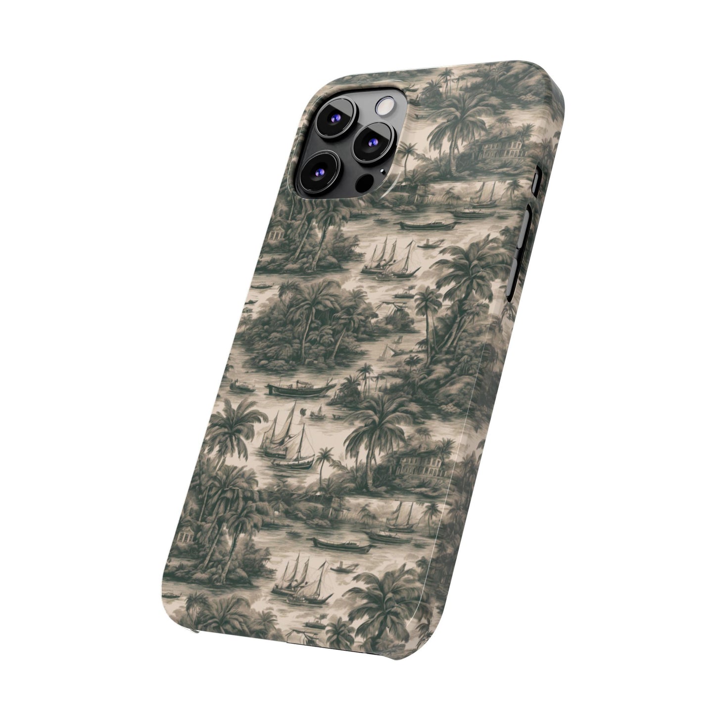 Slim Phone Cases - Tropical Toile #1, black