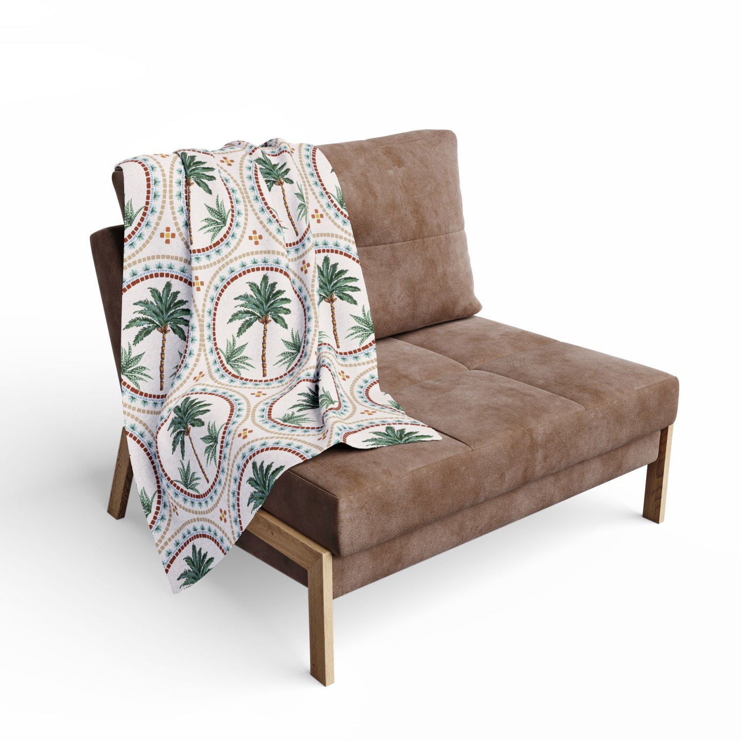 Mosaic Palms Fleece Blanket - Colorful Tropical Design