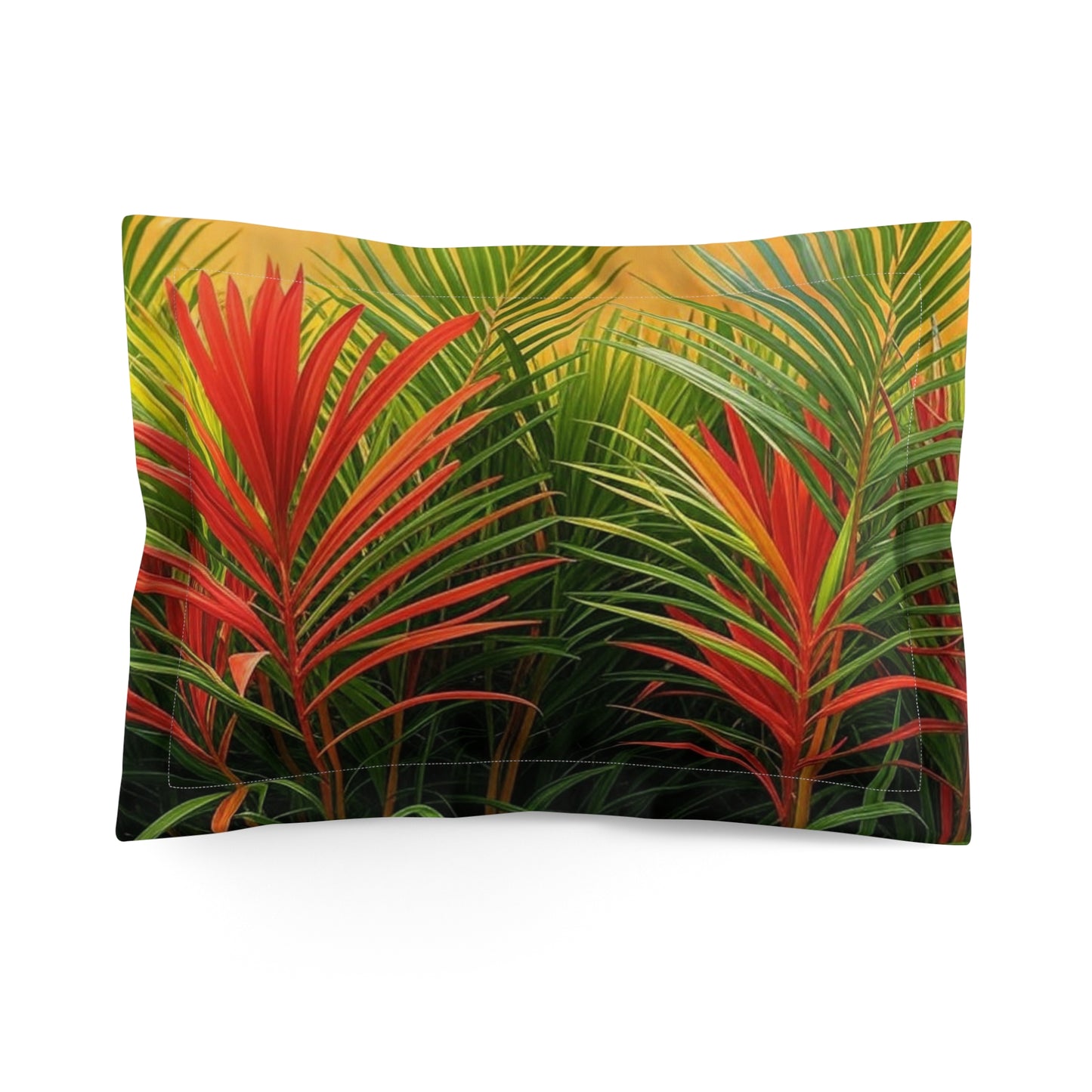 Microfiber Pillow Sham | Tropical Vibes for Relaxation / Red Flame Palms