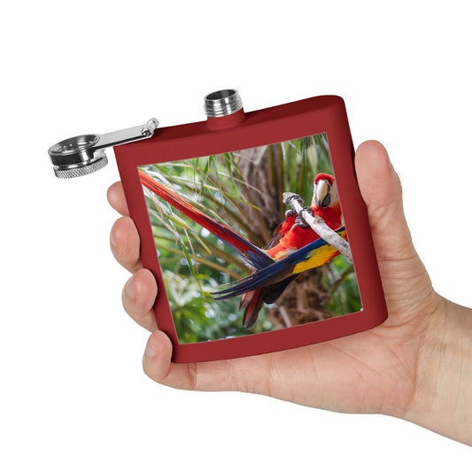 Tropical Stainless Steel 6 oz. Flask, Many Colors  – Perch Up! Parrot