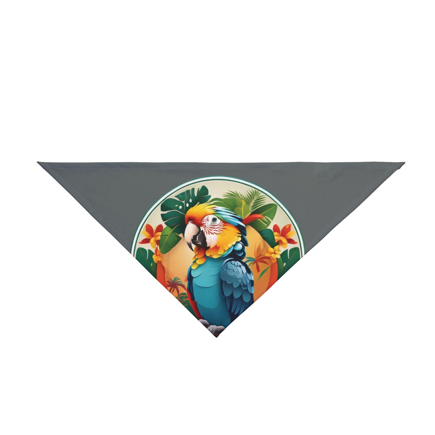 Dark Grey Parrot Friend Tropical Pet Bandana, 2 Sizes - Stylish accessory for dogs & cats