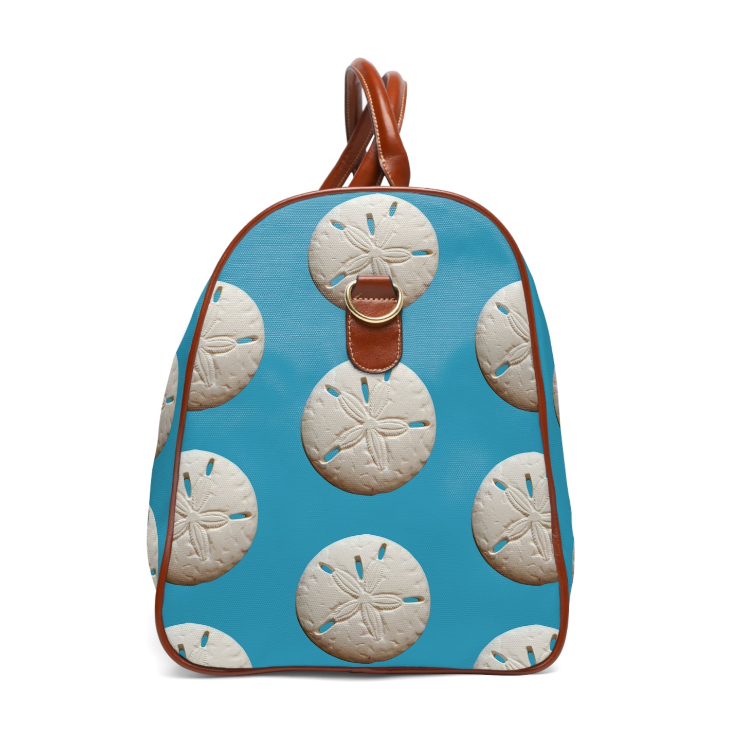 Tropical Waterproof Travel Bag - Perfect for Beach Getaways / Real Sand Dollars, Turquoise