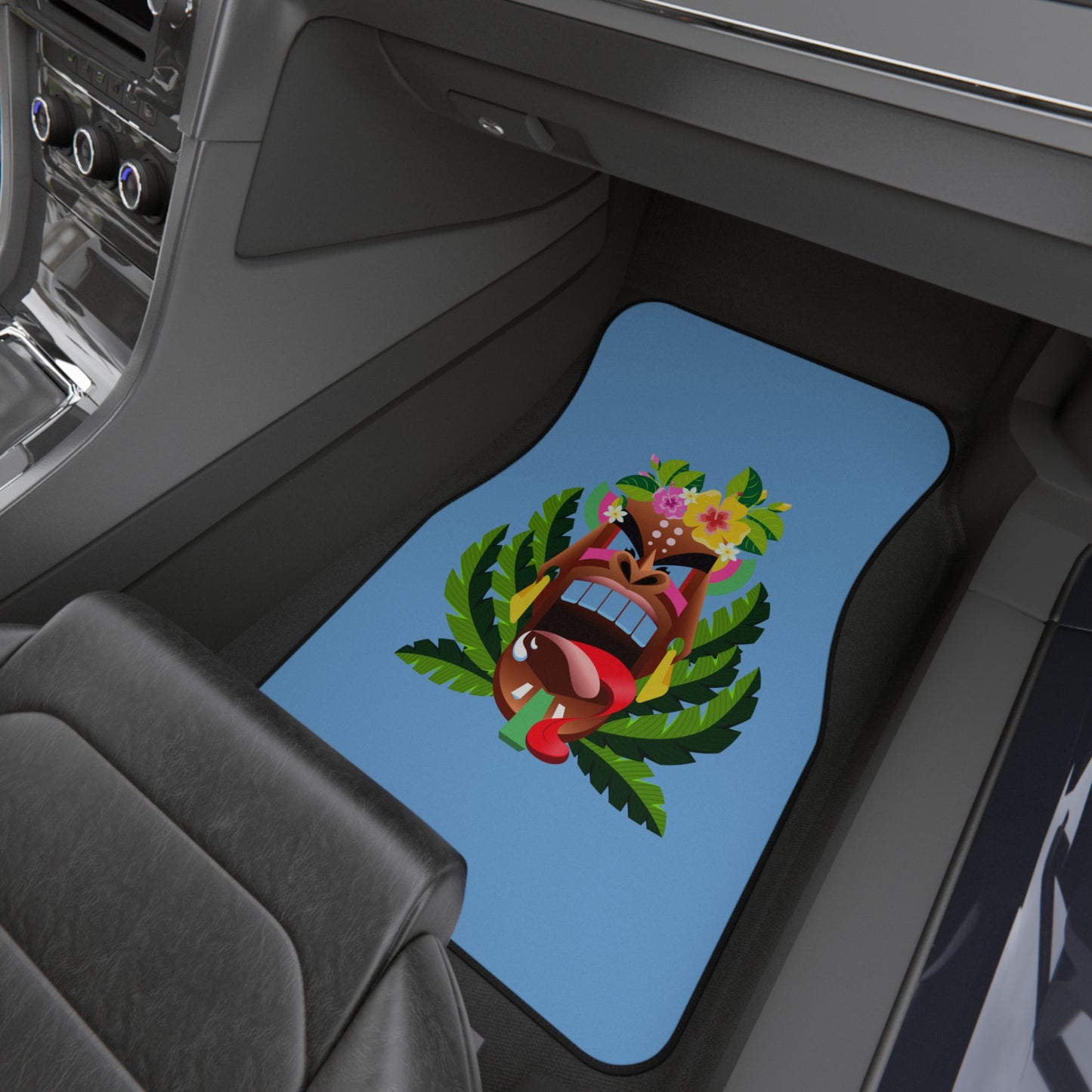 Tropical Tiki Boss Alelo Car Floor Mats - SET of 2, light blue