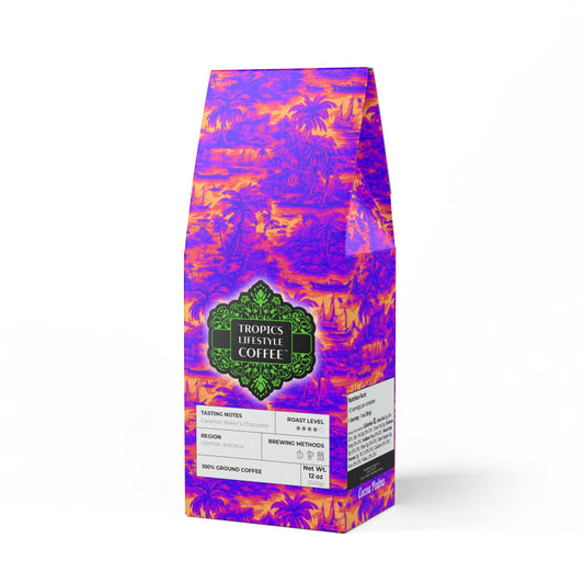 Cocoa Palms Blend™ (Medium-Dark Roast) Specialty Grade Craft Coffee / Crazy Cool Tropical Toile
