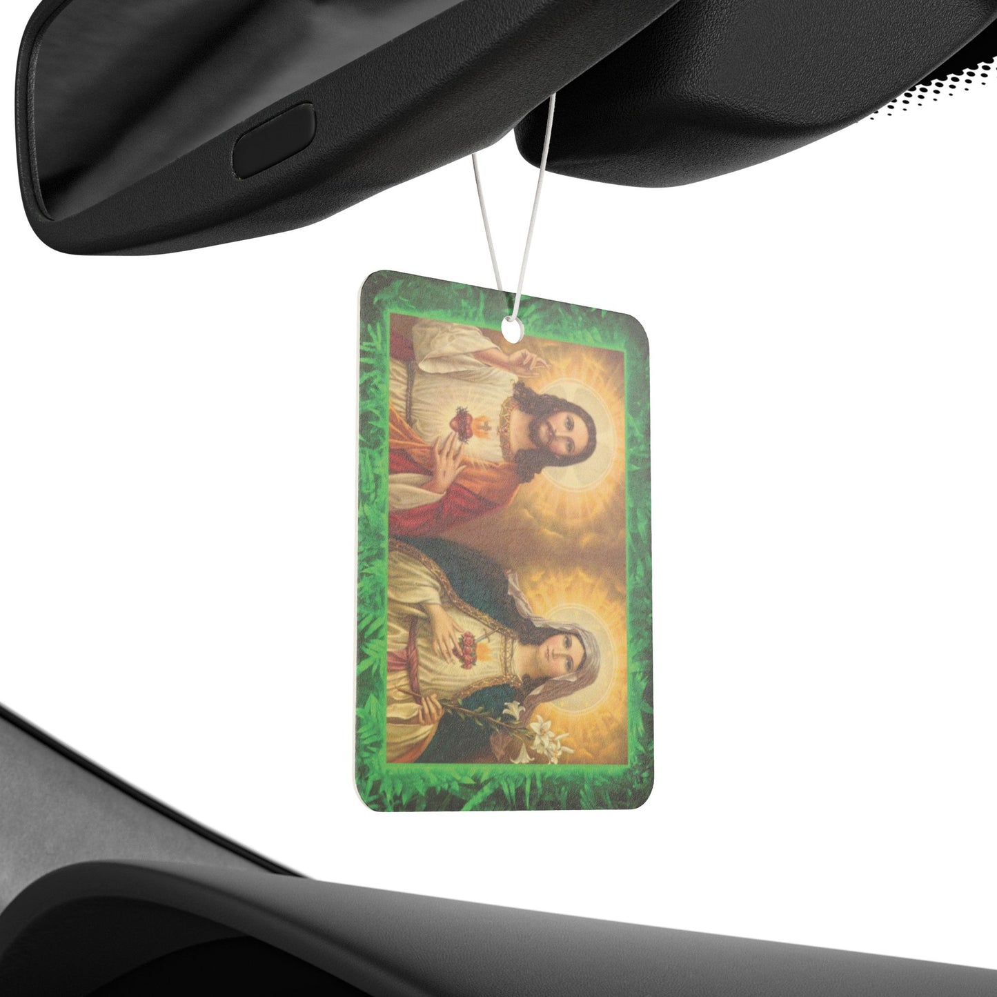 Car Air Freshener - Tropical GLOW Jesus and Mary Sacred Hearts, Religious