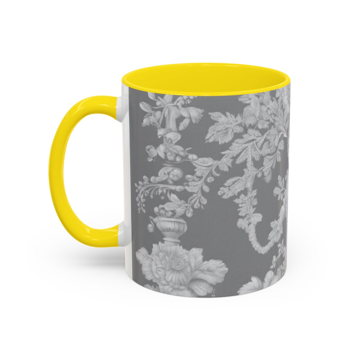 Accent Coffee Mug (11, 15oz), Pearl Lady Toile/Slate, Various Colors