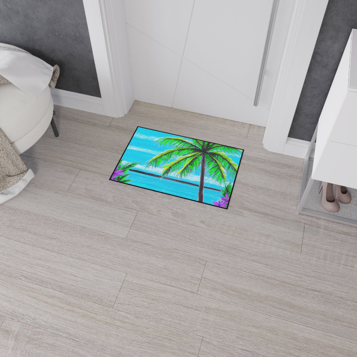 Heavy Duty Floor Mat, 5 Sizes – Tropical Area Rug for Home Décor / Calm Beach