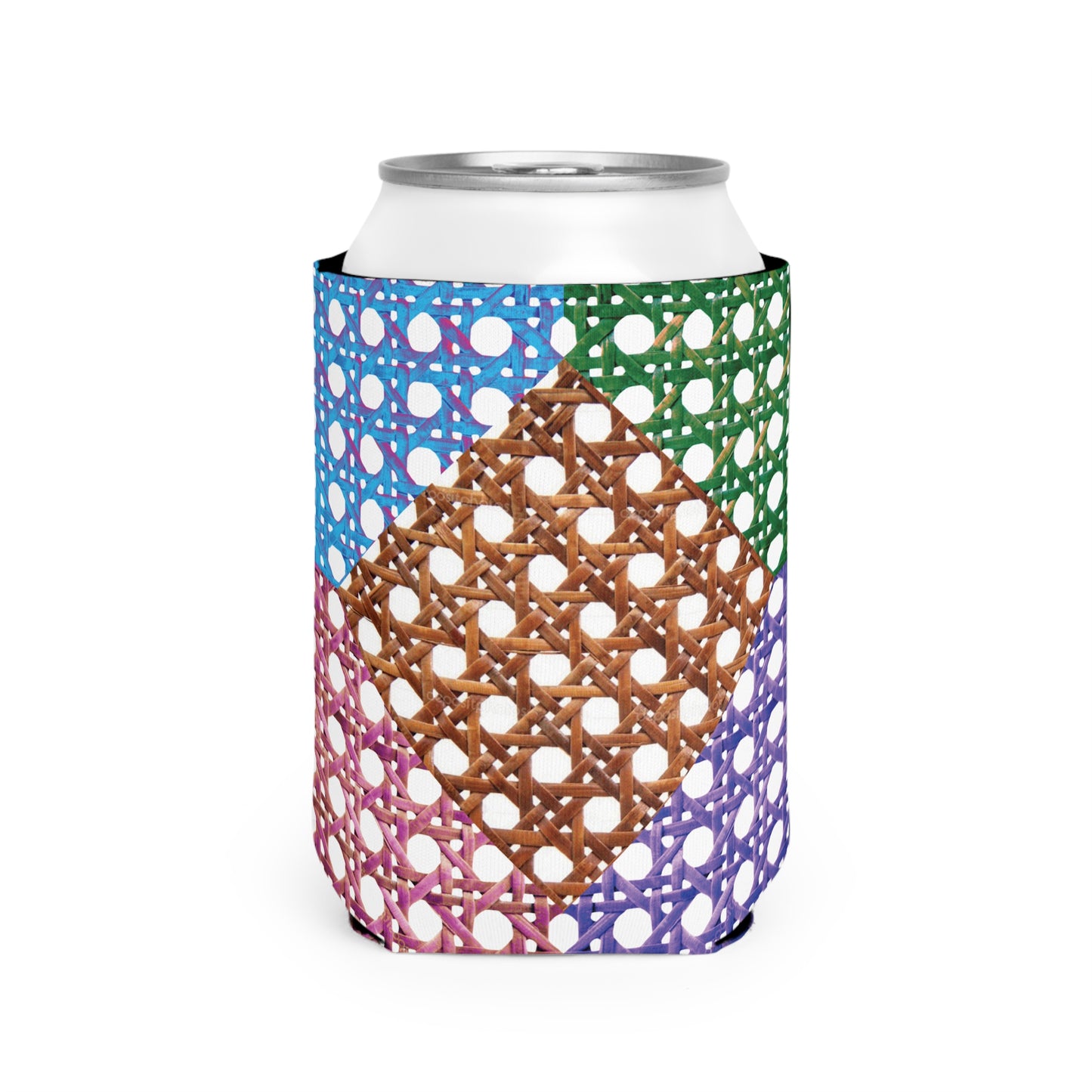 Patchwork Beach Chair Wicker Can Cooler Sleeve - Perfect for Outdoor Picnics