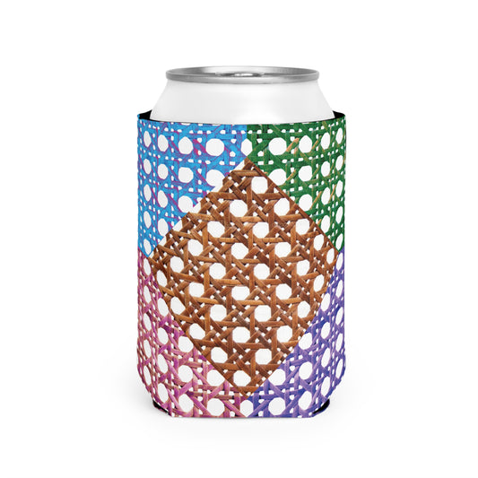 Patchwork Beach Chair Wicker Can Cooler Sleeve - Perfect for Outdoor Picnics