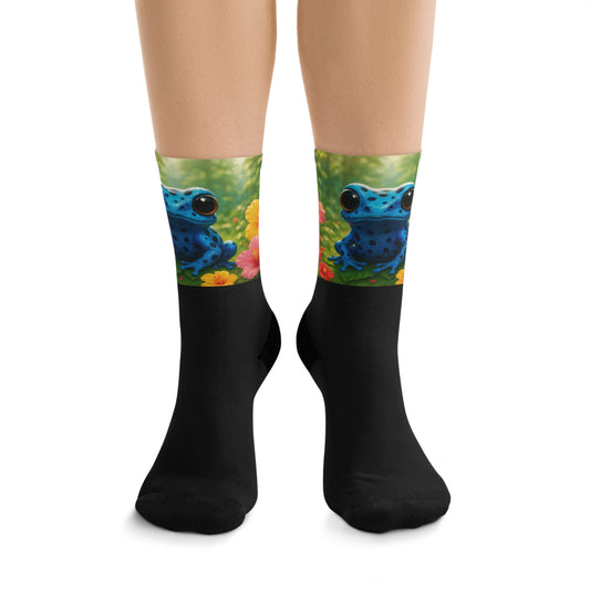 Recycled Poly Socks, Baby Tree Frog/Black