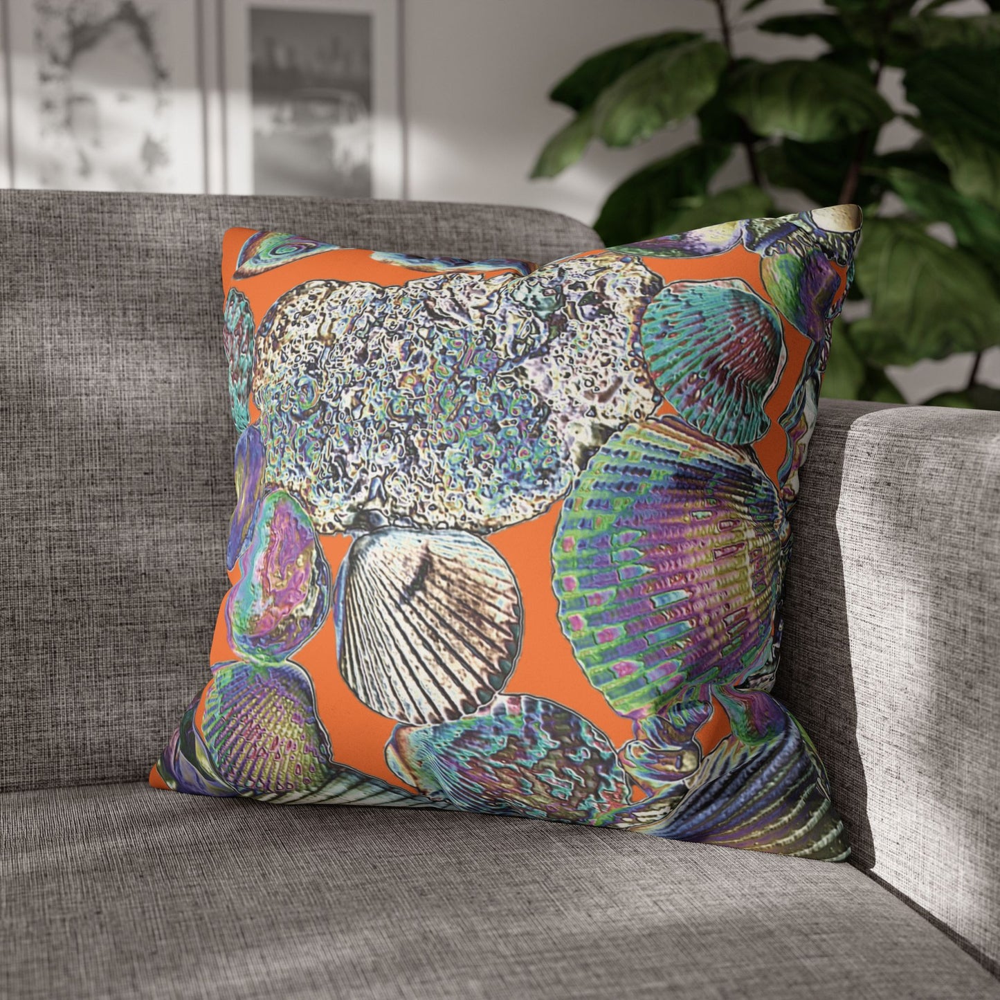 Faux Suede Square Pillowcase - Heatwave Seashell Collection, Crusta Lt. Orange