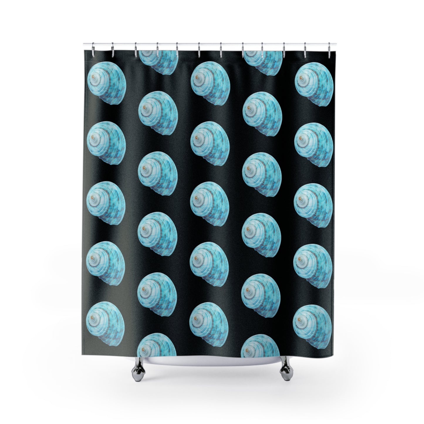 Tropical Shower Curtain - Ocean Bathroom Decor / Jade Turbo Shell/Black