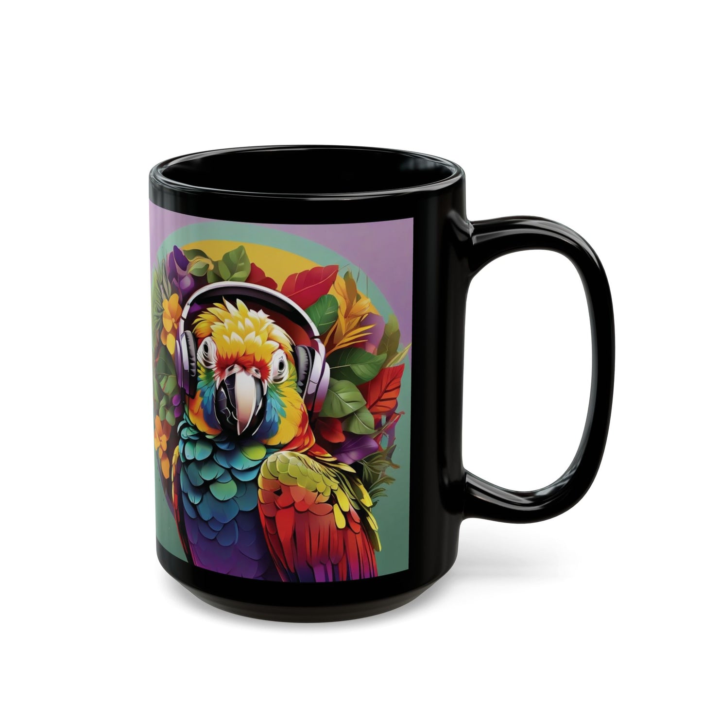 Black Coffee Mug - Rockin' Out Parrot