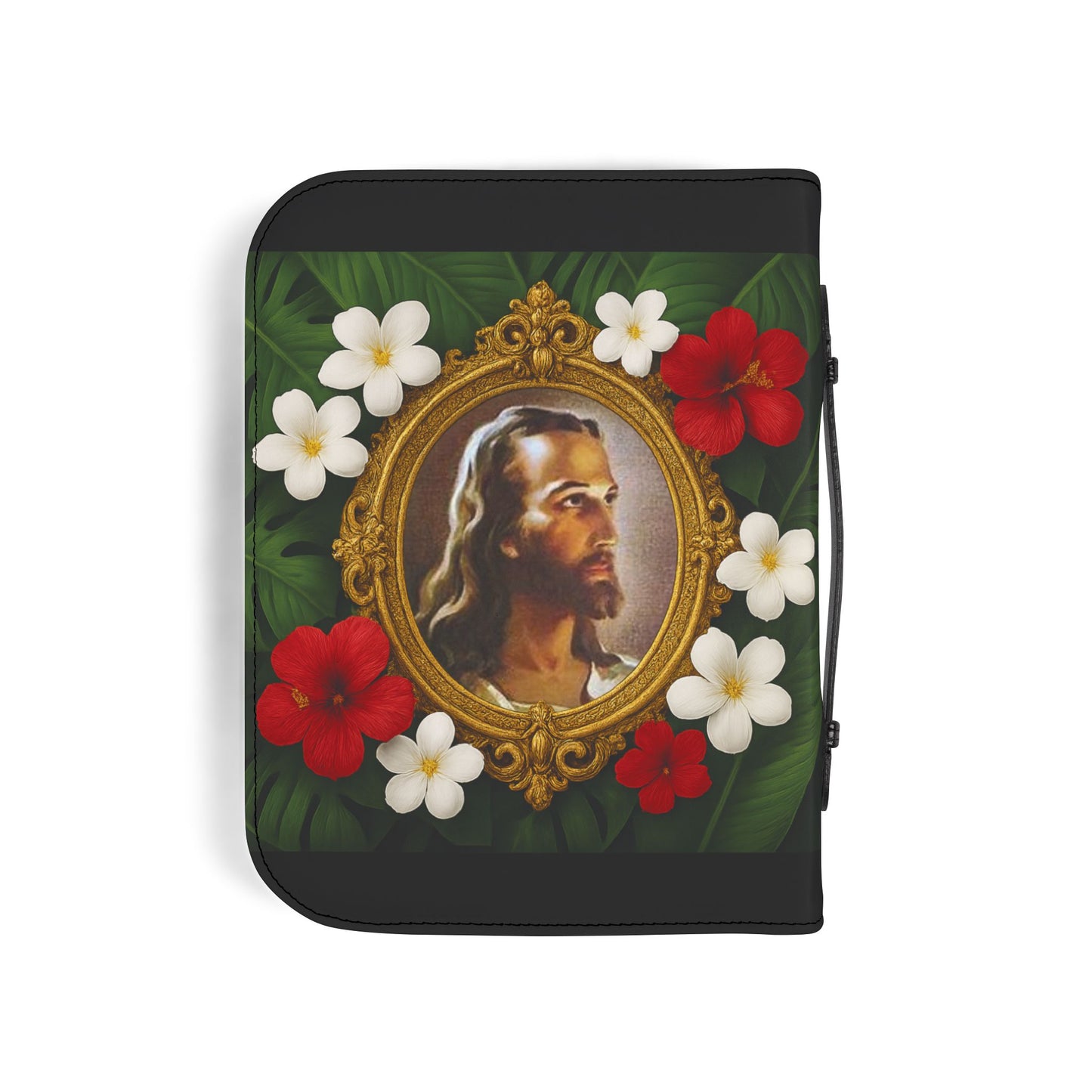 Tropical Jesus Bible Cover, Black / Floral Bible Cover Protector, Church Accessories