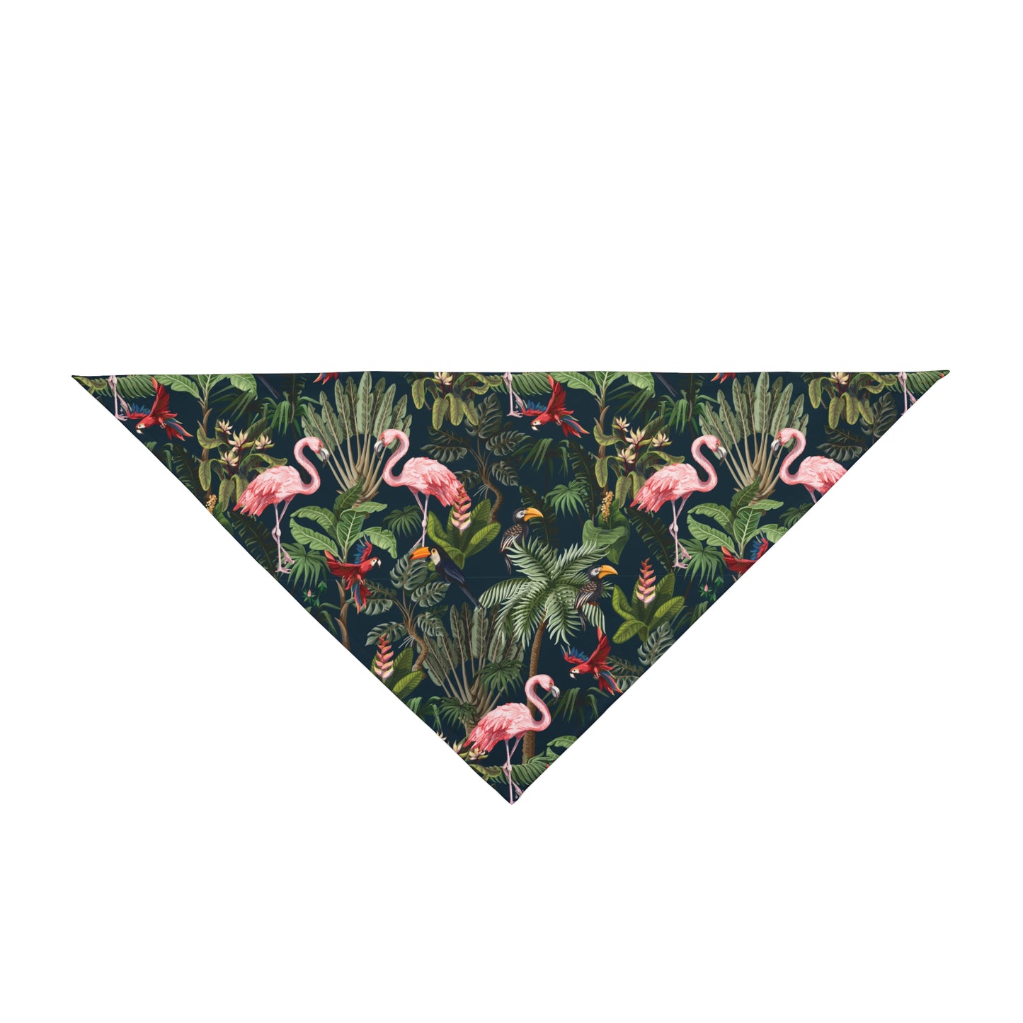 Flamingo Midnight Rainforest Party Tropical Pet Bandana, 2 Sizes - Stylish accessory for dogs & cats