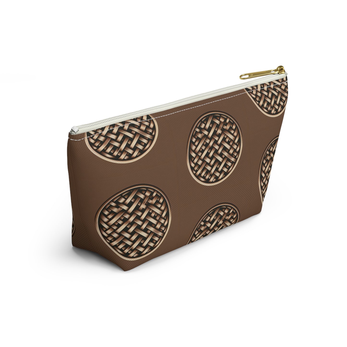 Tropical Accessory Pouch, 2 sizes | Makeup Bag | Perfect for Travel & Everyday Use / Brown Wicker Button