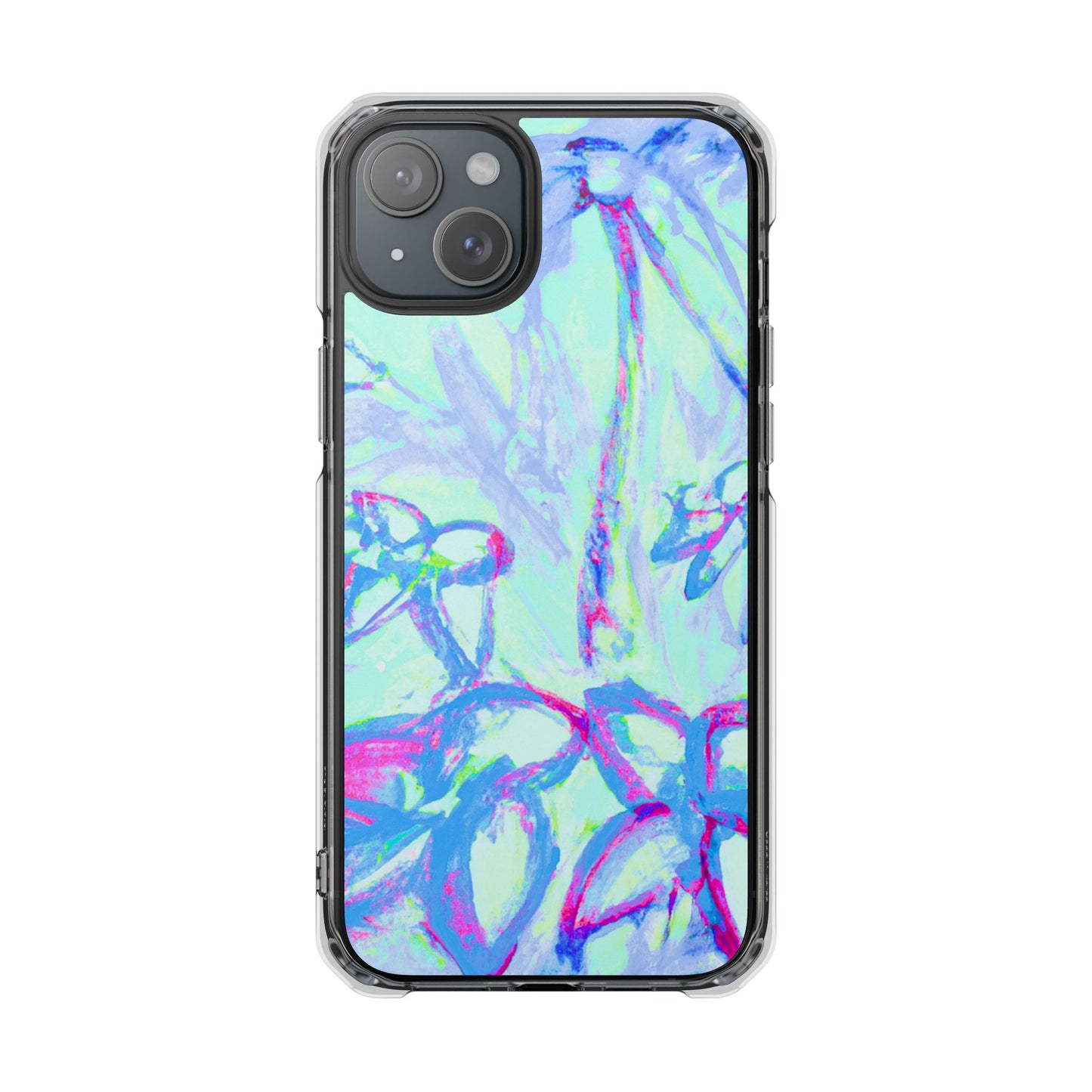 Tropical Doodles/Blue Magnetic Clear Phone Case, Many Models