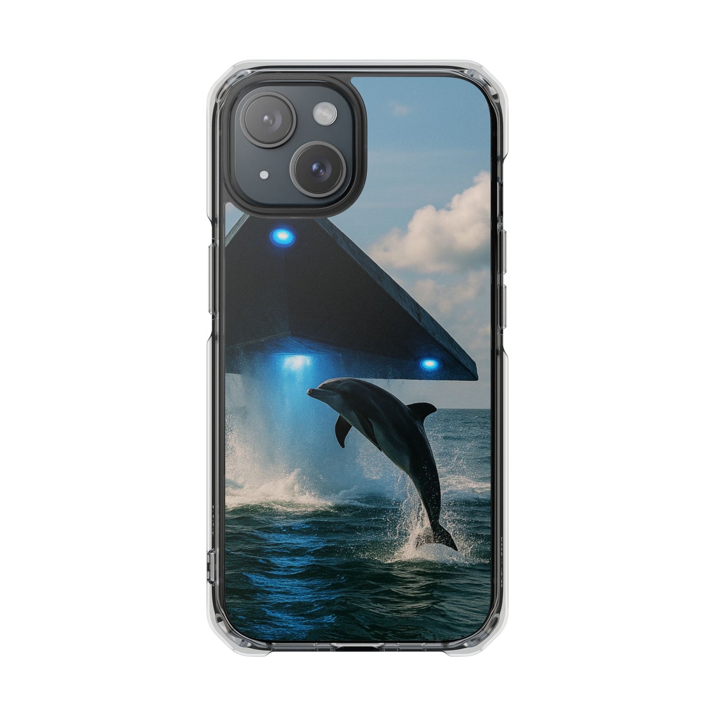 UFO and Dolphin Magnetic Clear Phone Case, Many Models