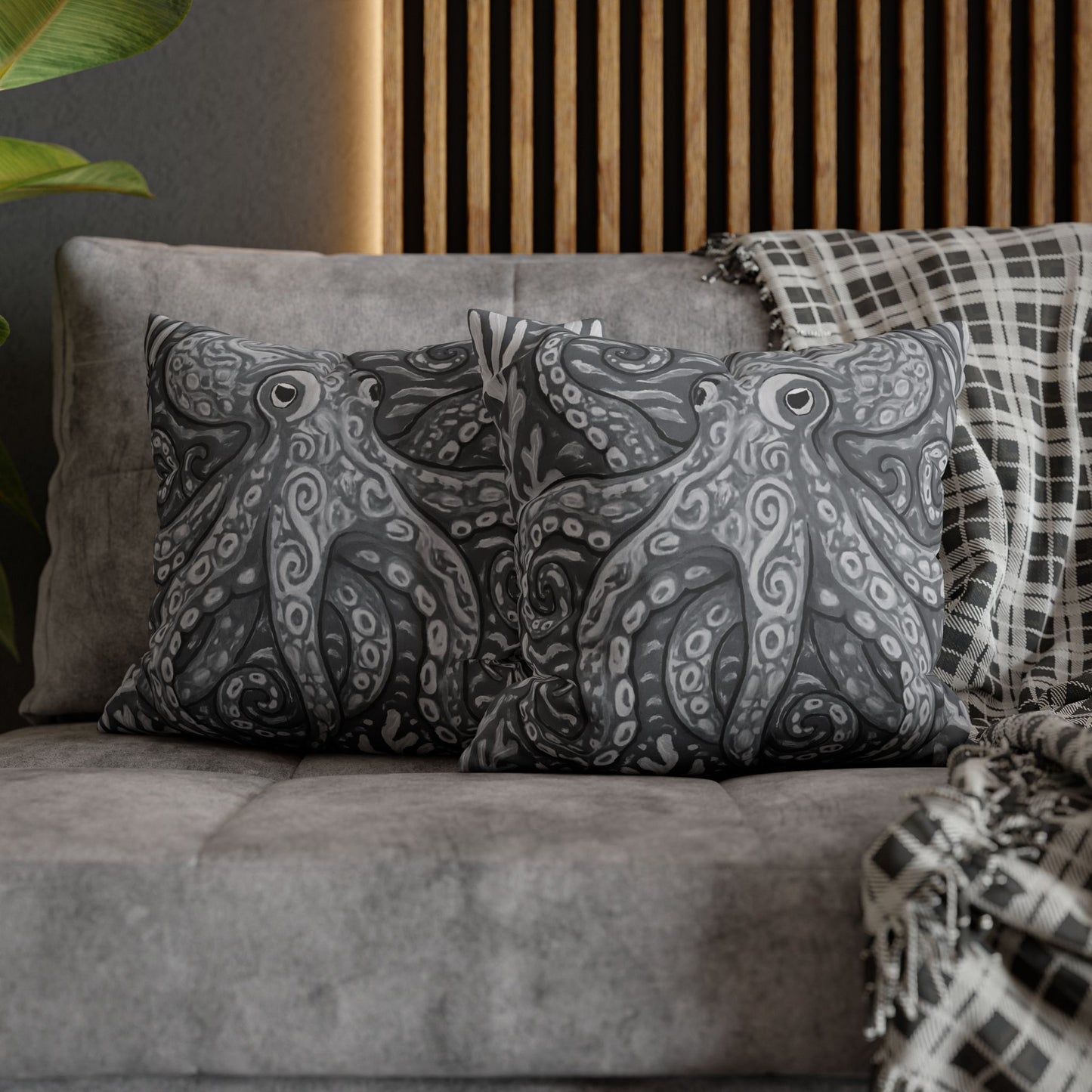 Faux Suede Square Pillowcase - Noir Kraken Joe