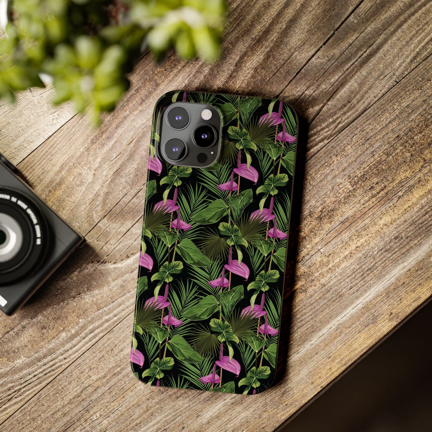 Slim Phone Cases - Anthurium and Palm