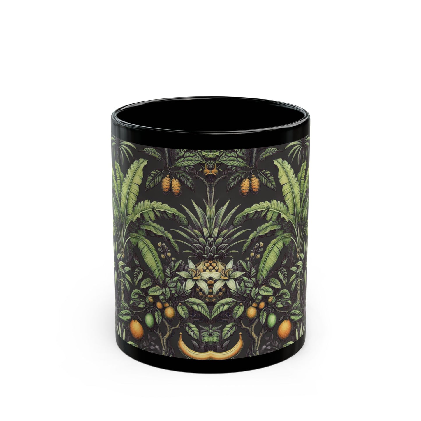 Black Coffee Mug - Tropical Fruit, Black