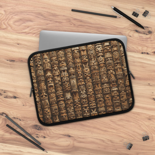 Tropical Laptop Sleeve, 5 Sizes - Perfect for Beach Lovers & Students / Ancient Tiki Totems