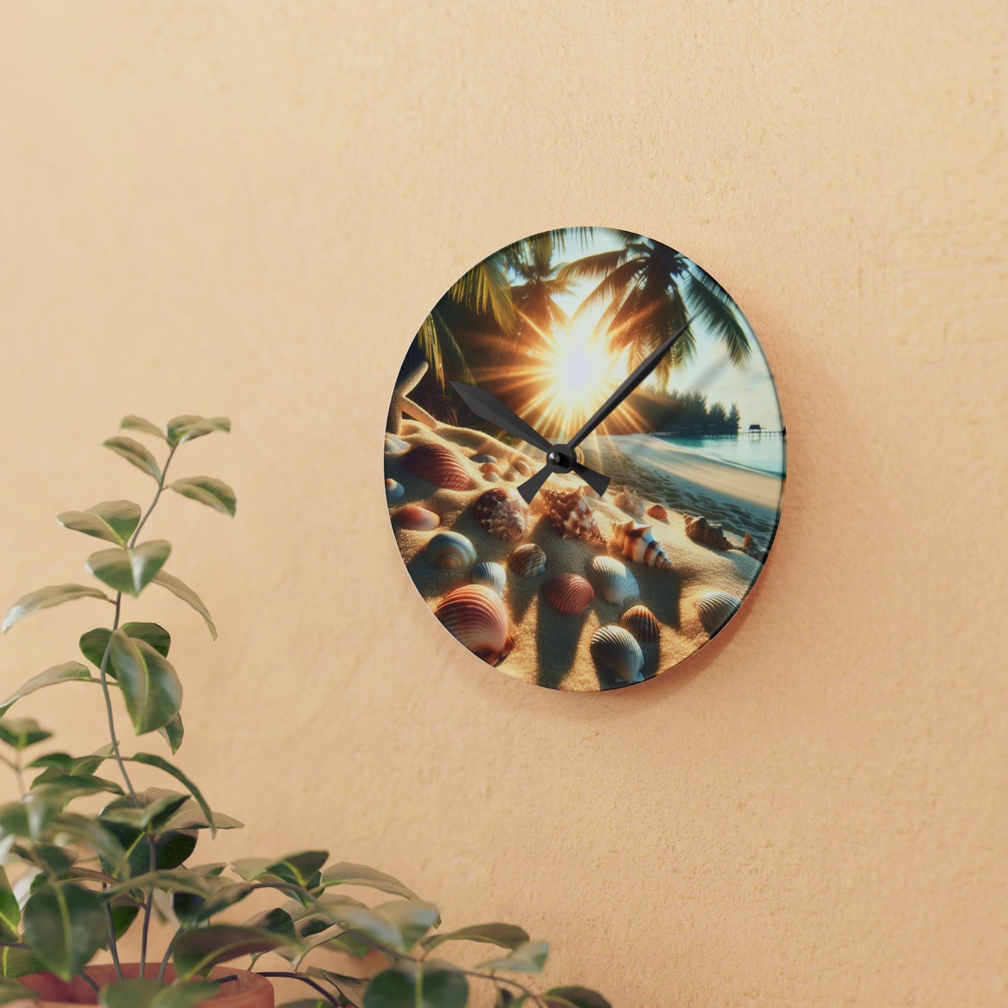 Acrylic Wall Clock, Sunrise on Shell Beach, 4 Variants