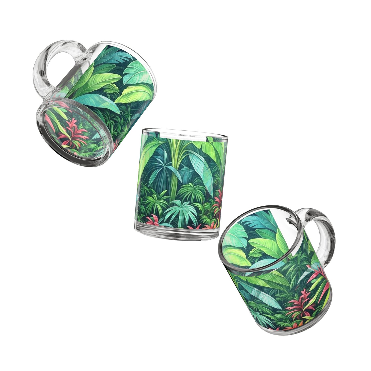 Tropical Glass Mug - 10oz Coffee Cup / Sleeping Spot