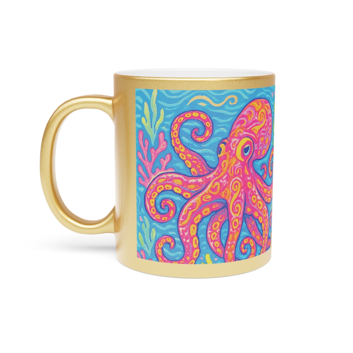Tropical Metallic Mug, Gold or Silver - Kraken Joe
