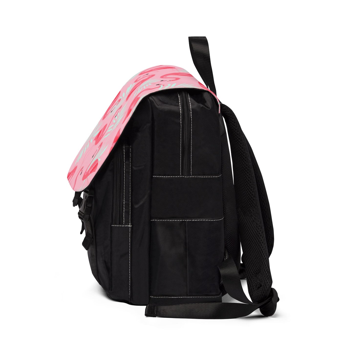 Tropical Casual Backpack - Perfect for Everyday Adventures / Flamingo and White Palms