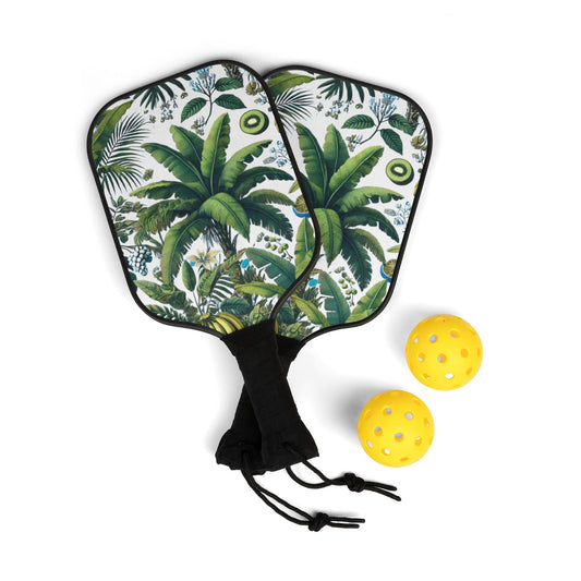 Tropical Pickleball Kit - Coastal Vibe Paddles & Balls Set / More Tropical Beach/White