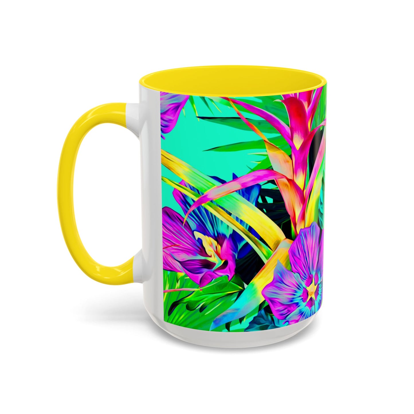 Accent Coffee Mug (11, 15oz), Plant Palooza, turquoise / Various Colors