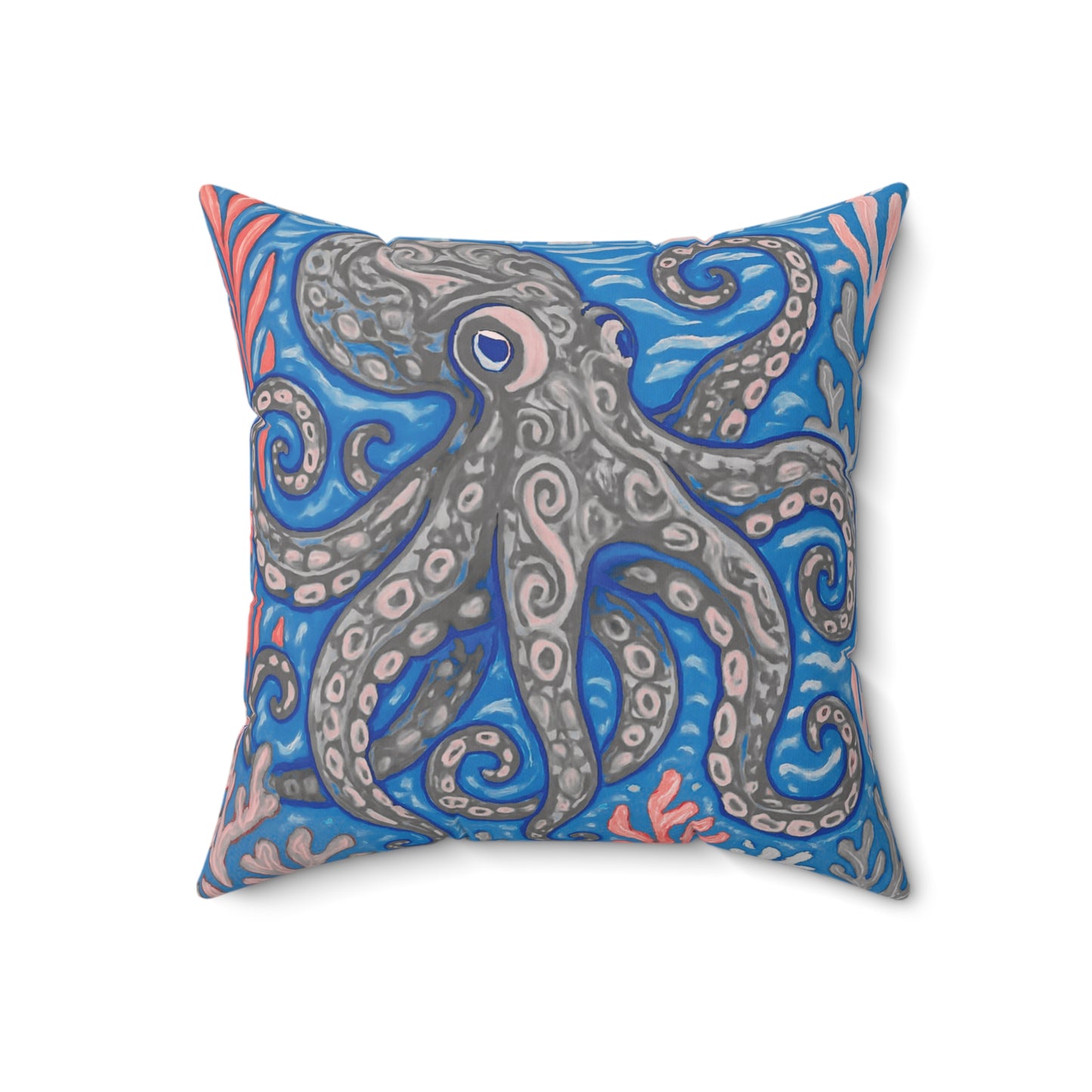 Decorative Pillow - Accent Cushion, 4 Sizes / Octopus Kraken Joe, Slate