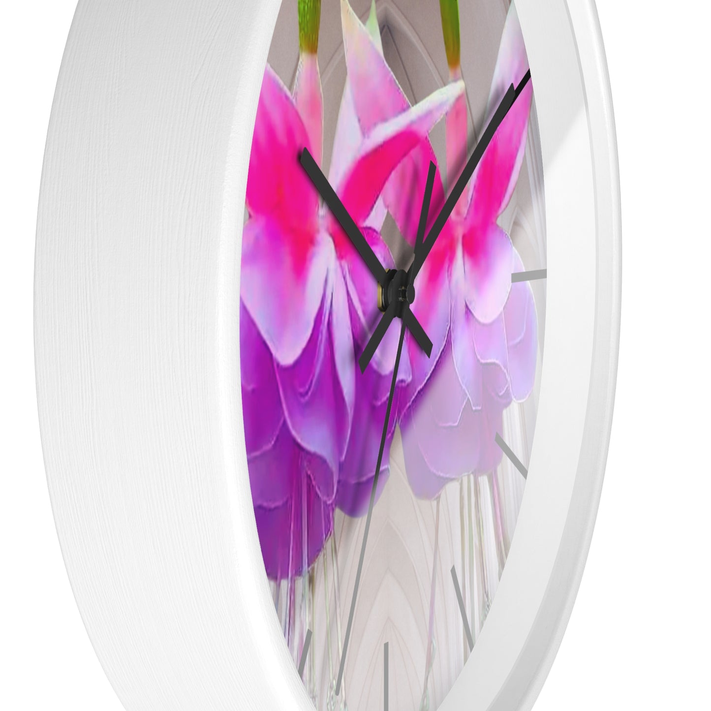 Wall Clock, Two Pink Fuchsias / Gothic, Hands/Base Variants