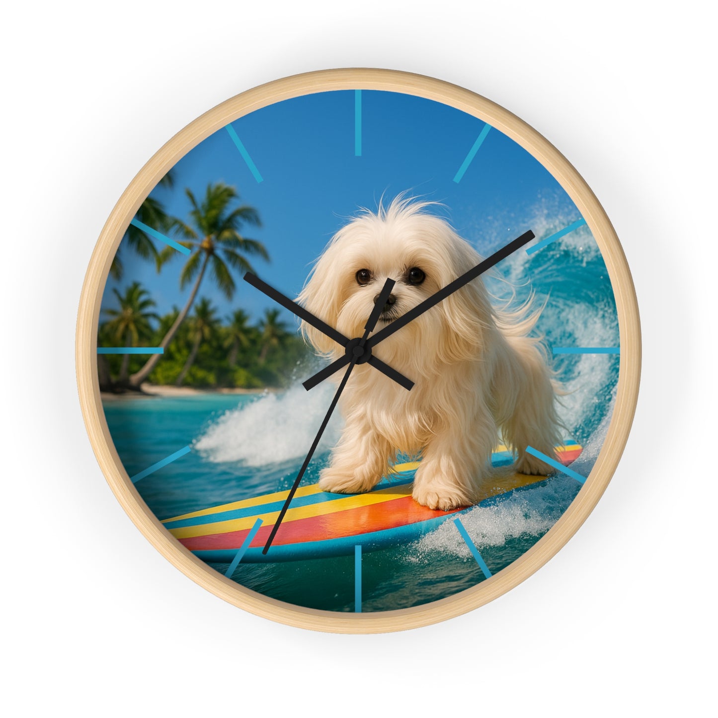 Puppy Ariel the Surfing Dog Wall Clock – Fun Home Decor for Pet Lovers