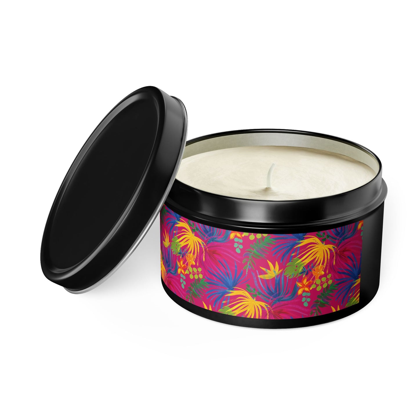 Tin Candles, 2 sizes, 3 tin colors - Exotic Flora