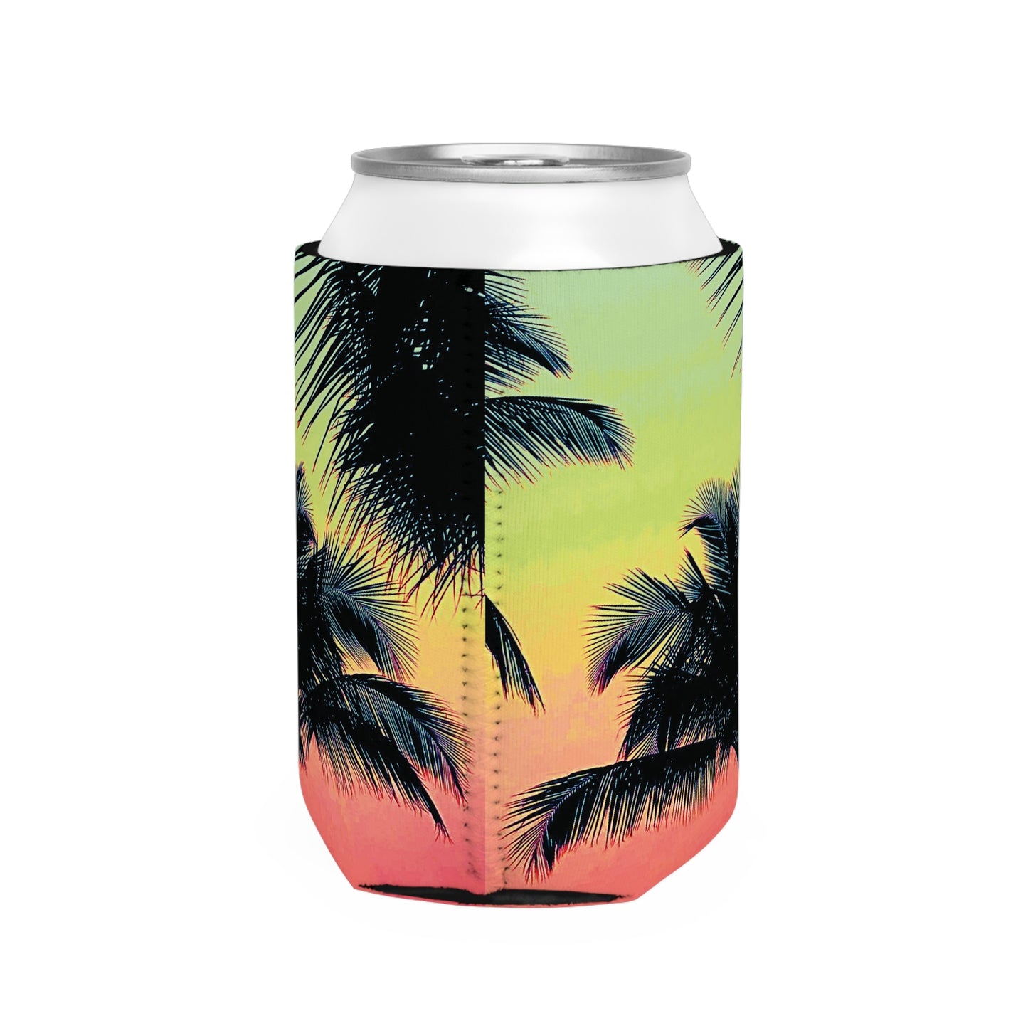 Palm Glow/Sangria Can Cooler Sleeve - Perfect for Outdoor Picnics