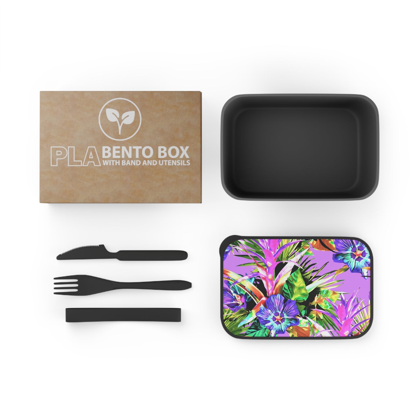 Bento Box with Utensils - Plant Palooza, purple